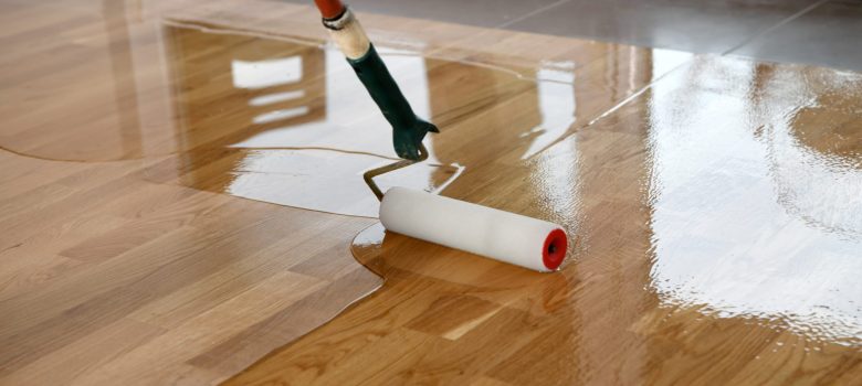 Lacquering,Wood,Floors.,Worker,Uses,A,Roller,To,Coating,Floors. Lacquering,Wood,Floors.,Worker,Uses,A,Roller,To,Coating,Floors.